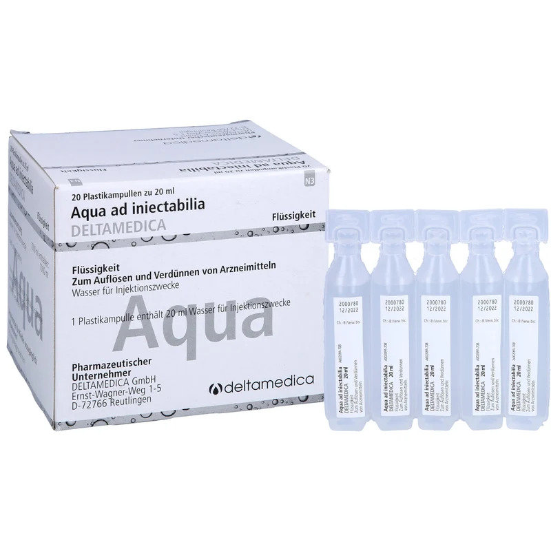 DELTAMEDICA Aqua ad injectabilia 20 ml Lösung, 20 St. Ampullen