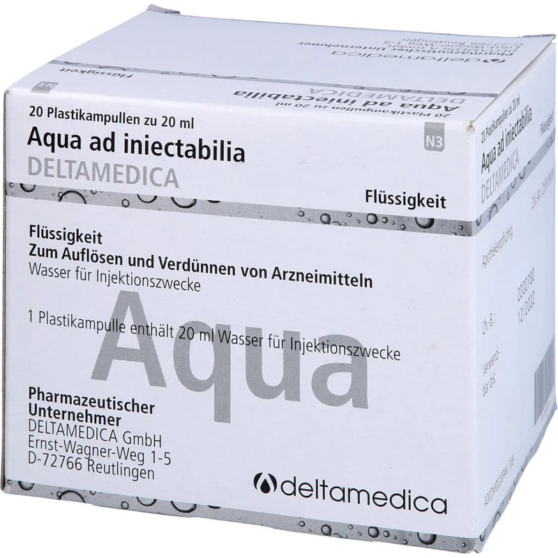 DELTAMEDICA Aqua ad injectabilia 20 ml Lösung, 20 St. Ampullen