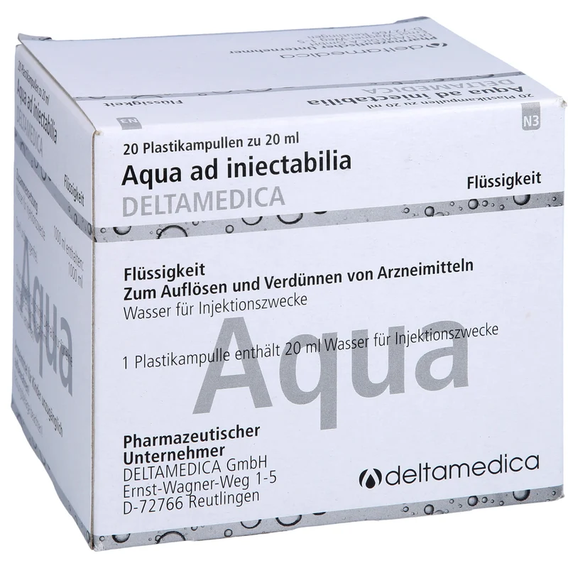 DELTAMEDICA Aqua ad injectabilia 20 ml Lösung, 20 St. Ampullen