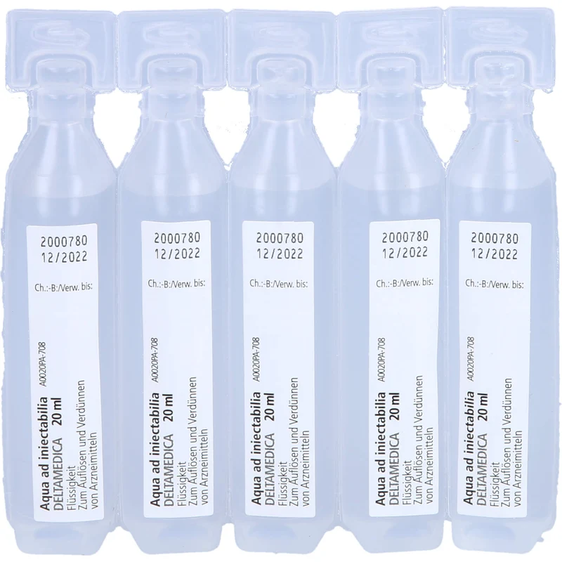 DELTAMEDICA Aqua ad injectabilia 20 ml Lösung, 20 St. Ampullen