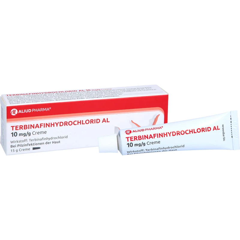 Terbinafinhydrochlorid AL 10 mg/g Creme zur Behandlung von Pilzen und Hefen auf der Haut, 15 g Creme