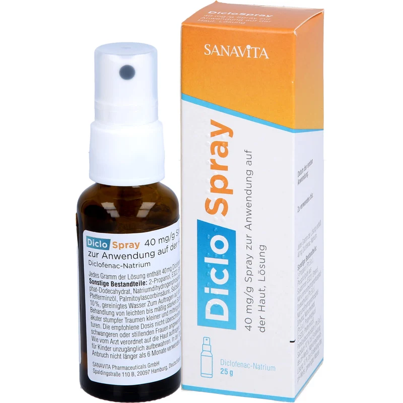 SANAVITA DicloSpray 40 mg/g bei mäßig bis starken Schmerzen, 25 g Lösung