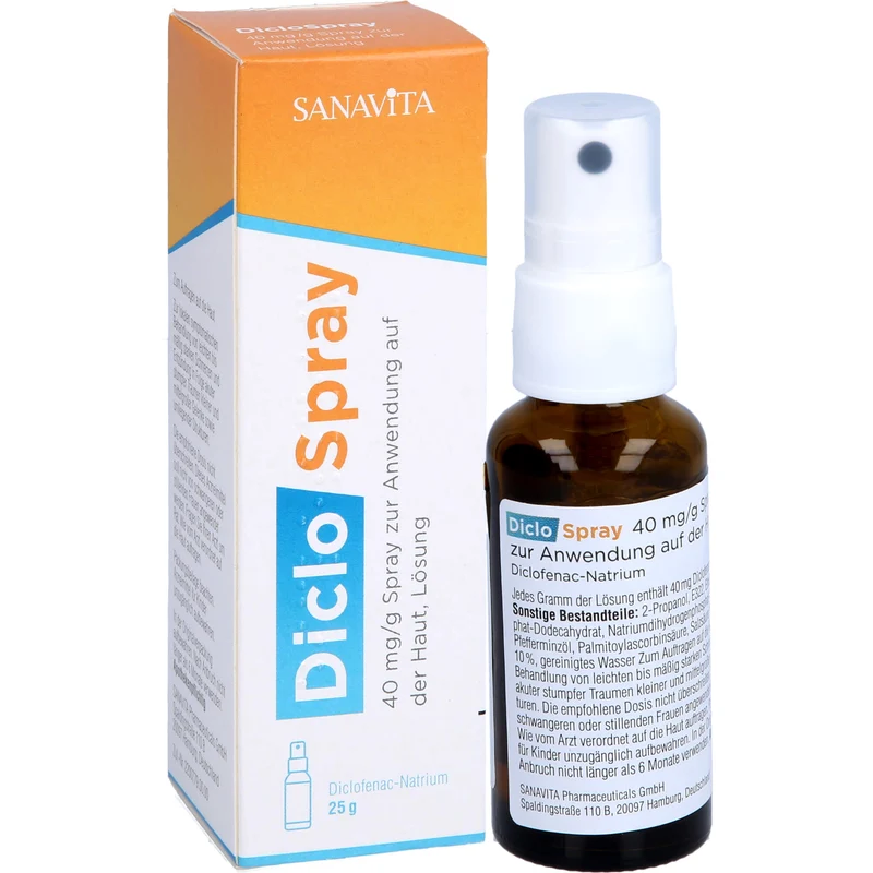SANAVITA DicloSpray 40 mg/g bei mäßig bis starken Schmerzen, 25 g Lösung
