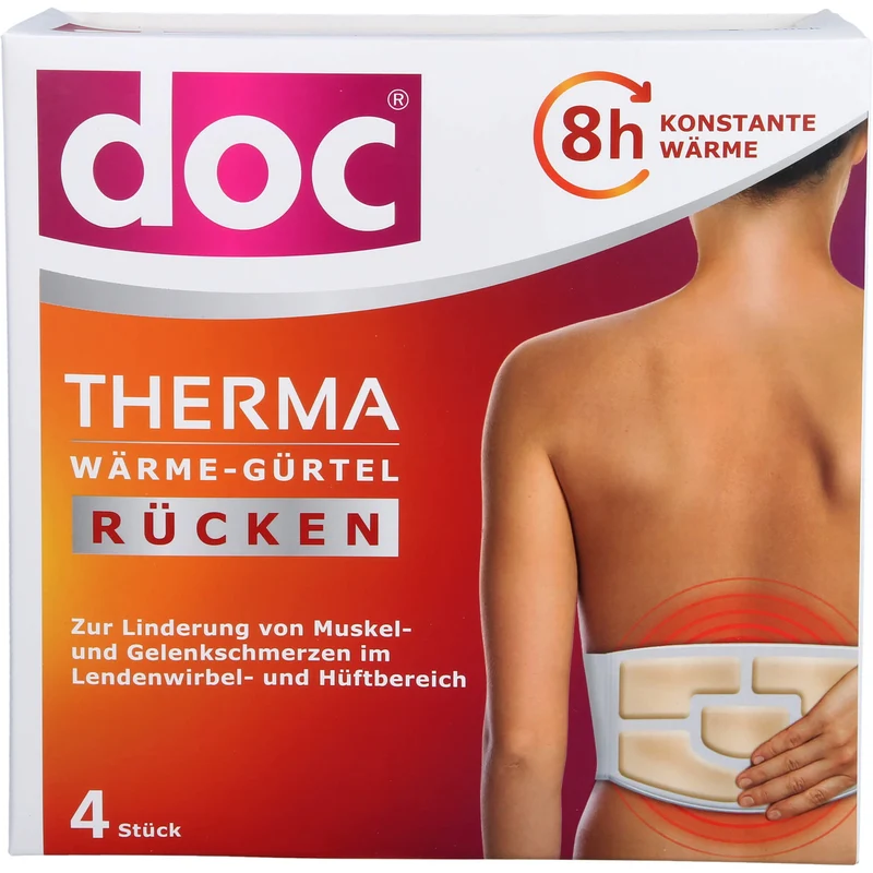 Doc Therma Wärme-Gürtel Rücken zur Linderung von Muskel und Gelenksschmerzen, 4 St. Wärmekissen