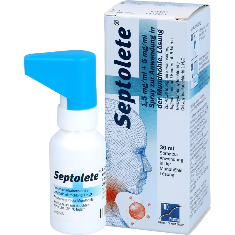 Septolete 1,5 mg/ml + 5 mg/ml Spray bei Halsschmerzen, 30 ml Lösung