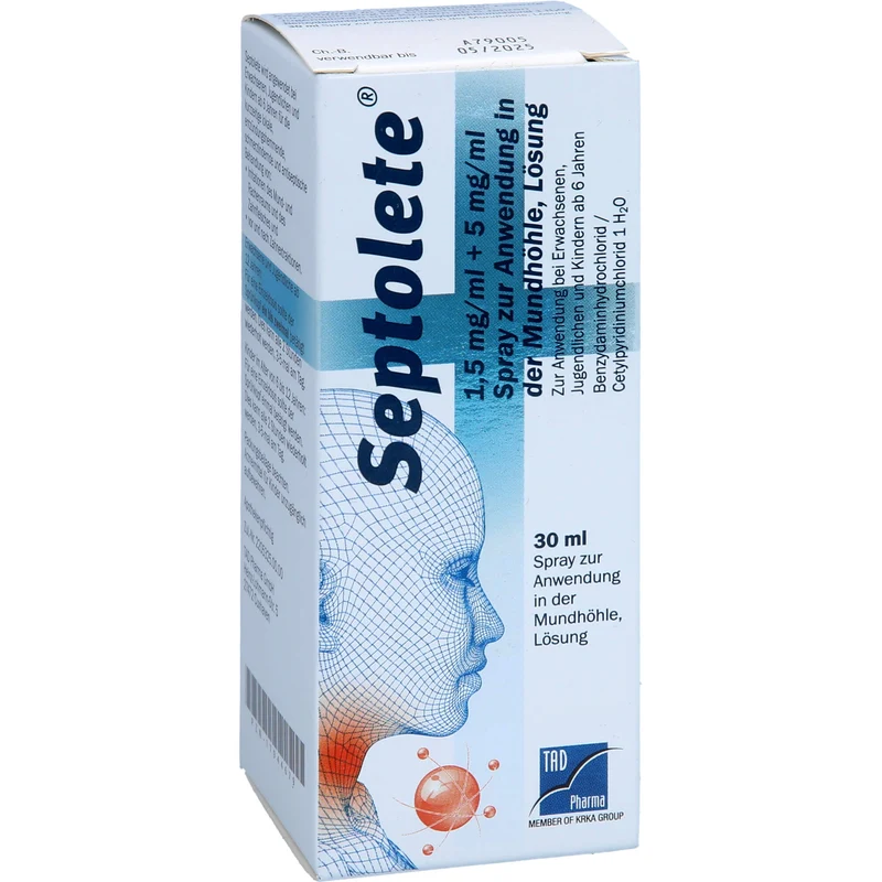 Septolete 1,5 mg/ml + 5 mg/ml Spray bei Halsschmerzen, 30 ml Lösung
