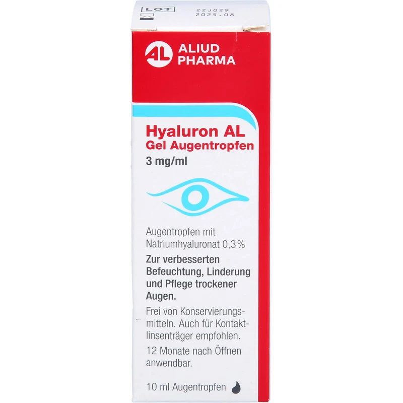 Hyaluron AL Gel Augentropfen 3 mg/ml zur intensiven Befeuchtung trockener Augen, 10 ml Lösung
