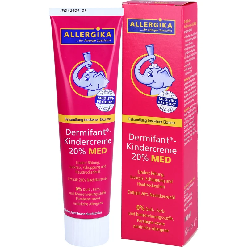Dermifant Kindercreme 20% MED lindert Rötung, Juckreiz, Schuppung und Hauttrockenheit bei trockenen Ekzemen, 100 ml Creme