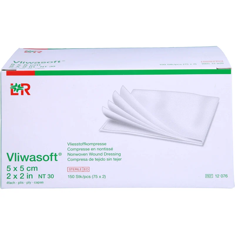 Vliwasoft Vliesstoffkompresse steril 5 x 5 cm 4lagig, 150 St. Kompressen