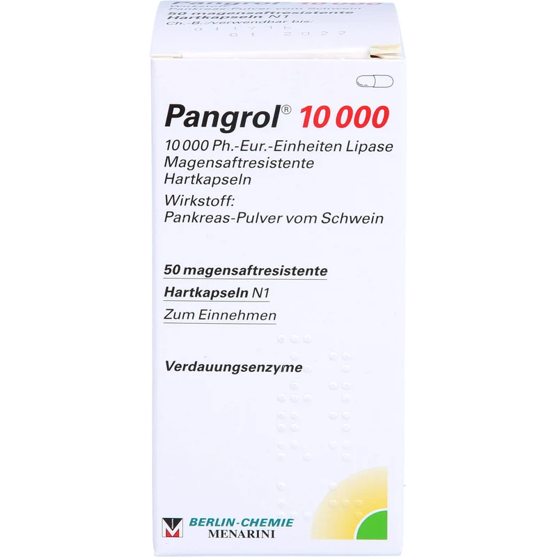 Pangrol 10 000, 10 000 Ph.-Eur.-Einheiten Lipase Magensaftresistente Hartkapseln, 50 St. Kapseln