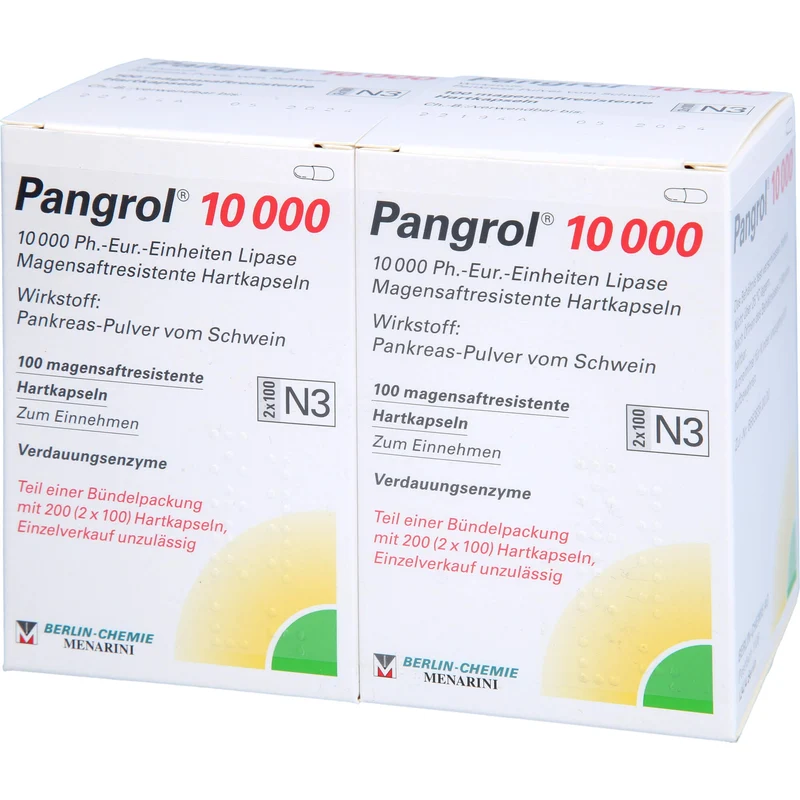 Pangrol 10 000, 10 000 Ph.-Eur.-Einheiten Lipase Magensaftresistente Hartkapseln, 200 St. Kapseln