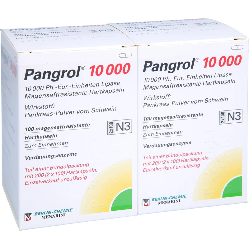 Pangrol 10 000, 10 000 Ph.-Eur.-Einheiten Lipase Magensaftresistente Hartkapseln, 200 St. Kapseln