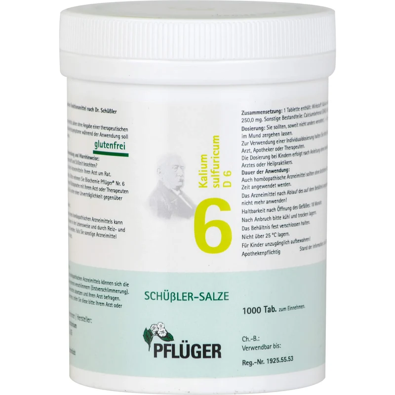 Pflüger Biochemie Nr.6 Kalium sulfuricum D6 Tabletten, 1000 St. Tabletten