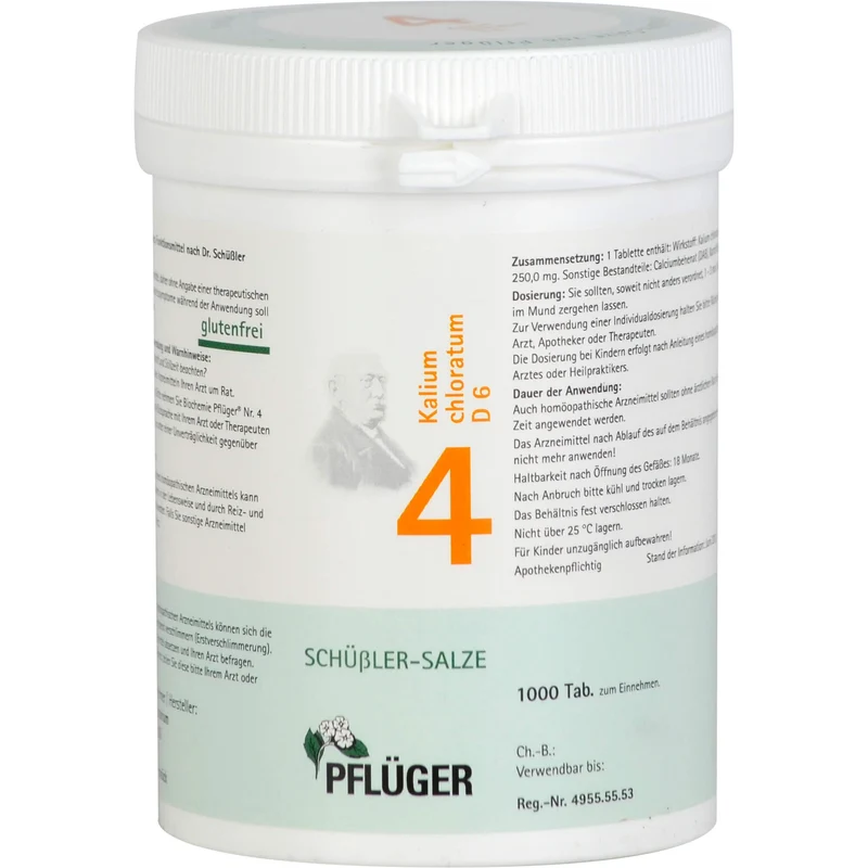 Pflüger Biochemie Nr.4 Kalium chloratum D6 Tabletten, 1000 St. Tabletten