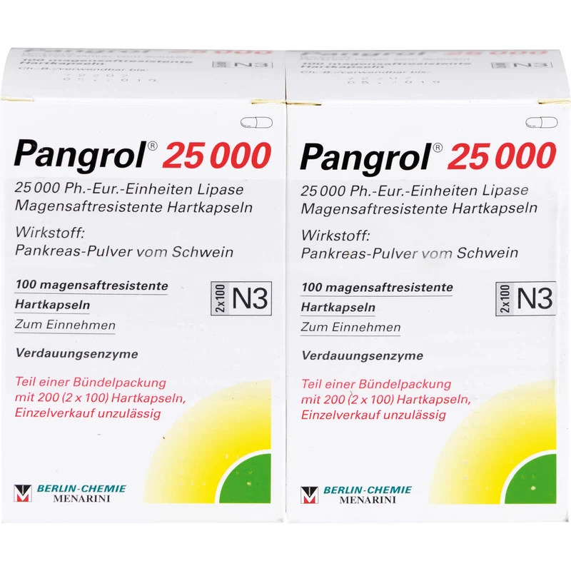 Pangrol 25 000, 25 000 Ph.-Eur.-Einheiten Lipase Magensaftresistente Hartkapseln, 200 St. Kapseln