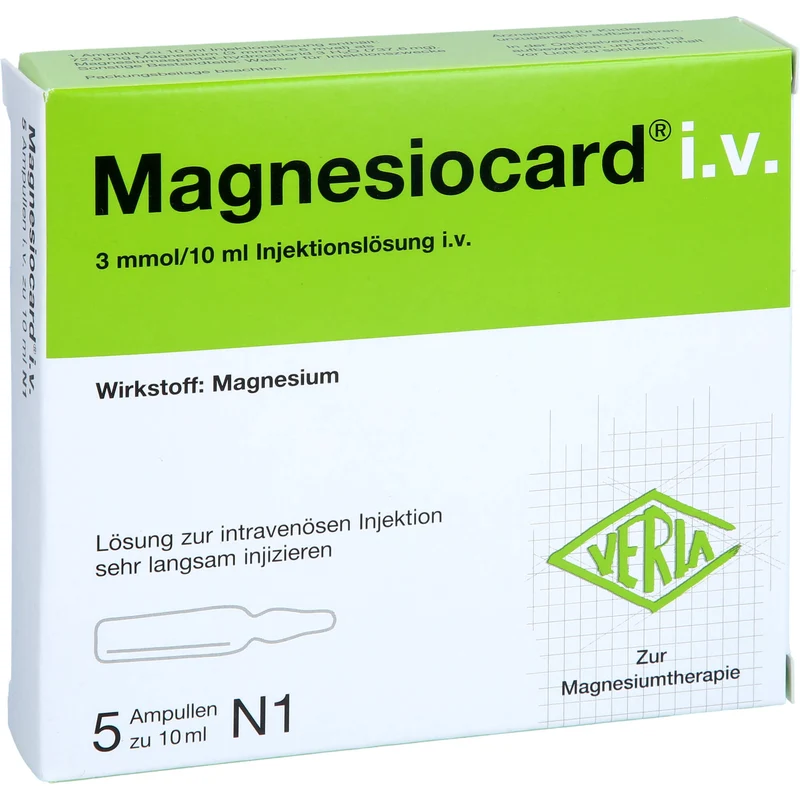 VERLA Magnesiocard i.v. Injektionslösung zur Magnesiumtherapie, 5 St. Ampullen