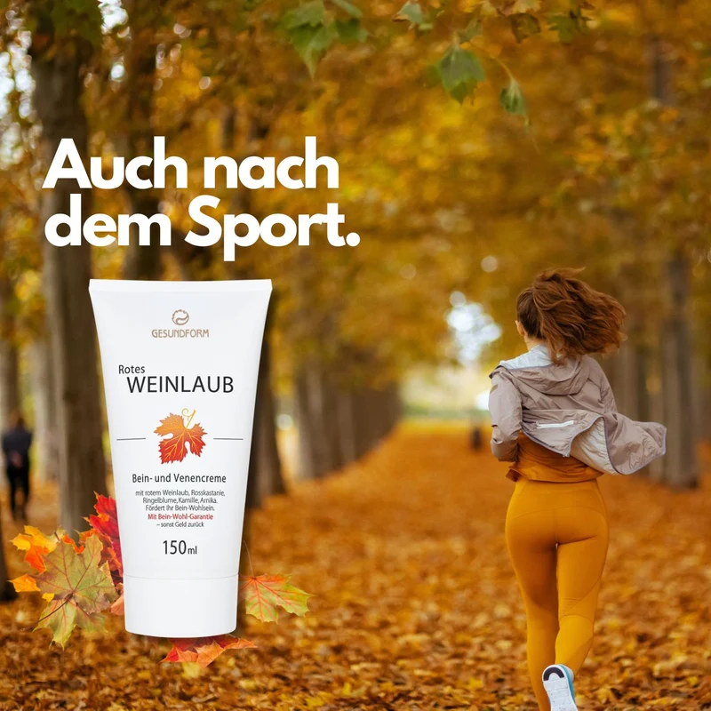 GESUNDFORM - Hochwertige Bein- und Venencreme mit rotem Weinlaub, Spar-Set 3x150ml