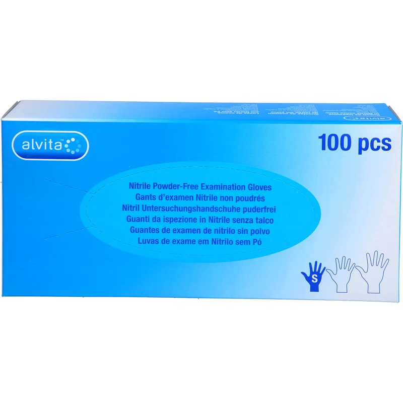 Alvita Nitril Untersuchungshandschuhe puderfrei S, 100 St. Handschuhe