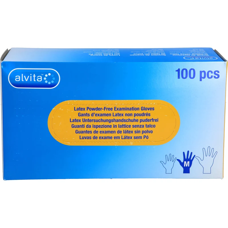 Alvita Latex Untersuchungshandschuhe puderfrei M, 100 St. Handschuhe