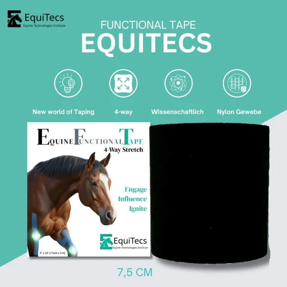 EquiTecs - Biomechanisches Tape 4-Way 7,5cmx5m Schwarz