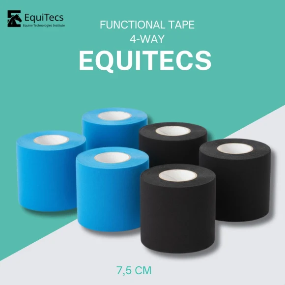 EquiTecs Biomechanisches Tape 4-Way 7,5cmx5m Set (Hellblau,Schwarz)