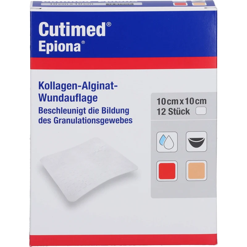 Cutimed Epiona 10 x 10 cm Kollagen-Alginat-Wundauflage, 12 St. Kompressen