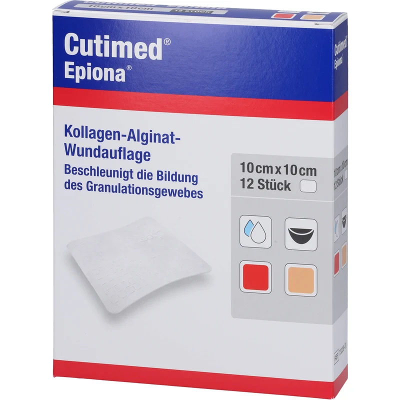 Cutimed Epiona 10 x 10 cm Kollagen-Alginat-Wundauflage, 12 St. Kompressen
