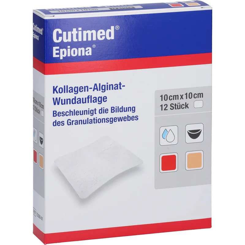 Cutimed Epiona 10 x 10 cm Kollagen-Alginat-Wundauflage, 12 St. Kompressen