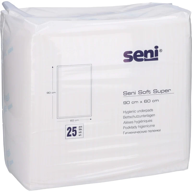 Seni Soft Super Bettschutzunterlagen 90x60, 25 St. Unterlagen