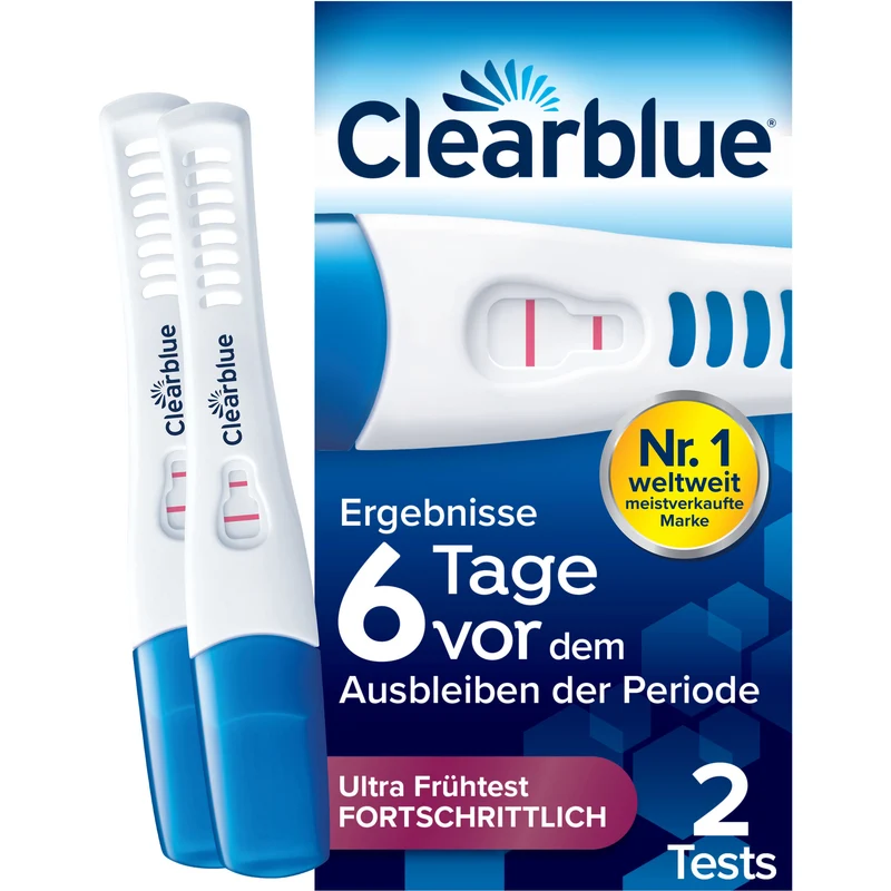 Clearblue Schwangerschaftstest Ultra Frühtest Fortschrittlich Frühe Erkennung durch Messung von 2 verschiedenen Hormonen, 2 St. Test
