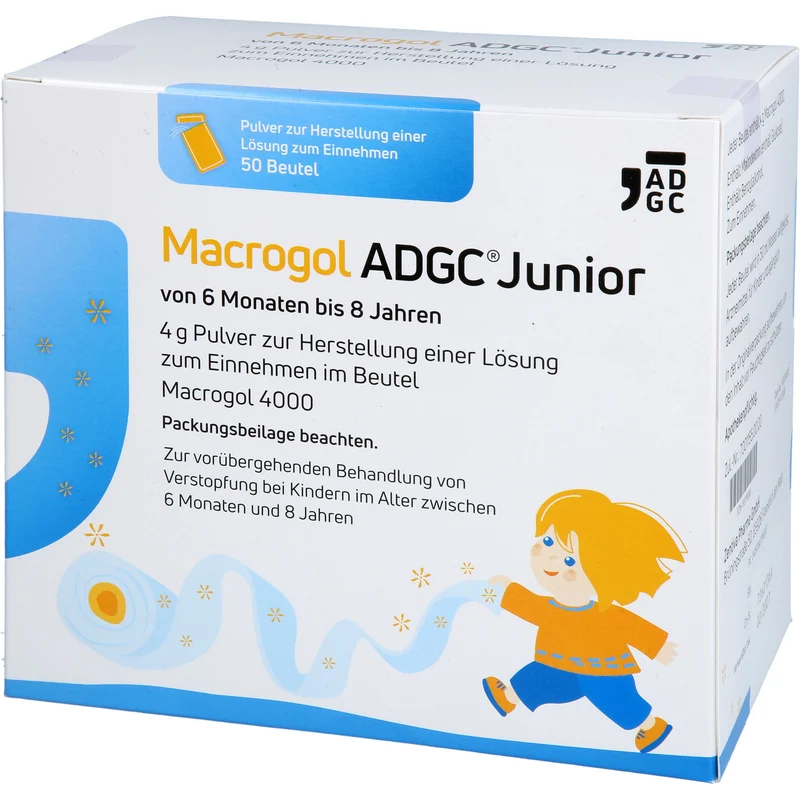 Macrogol ADGC Junior von 6 Monaten bis 8 Jahren 4 g Pulver, 50 St. Pulver