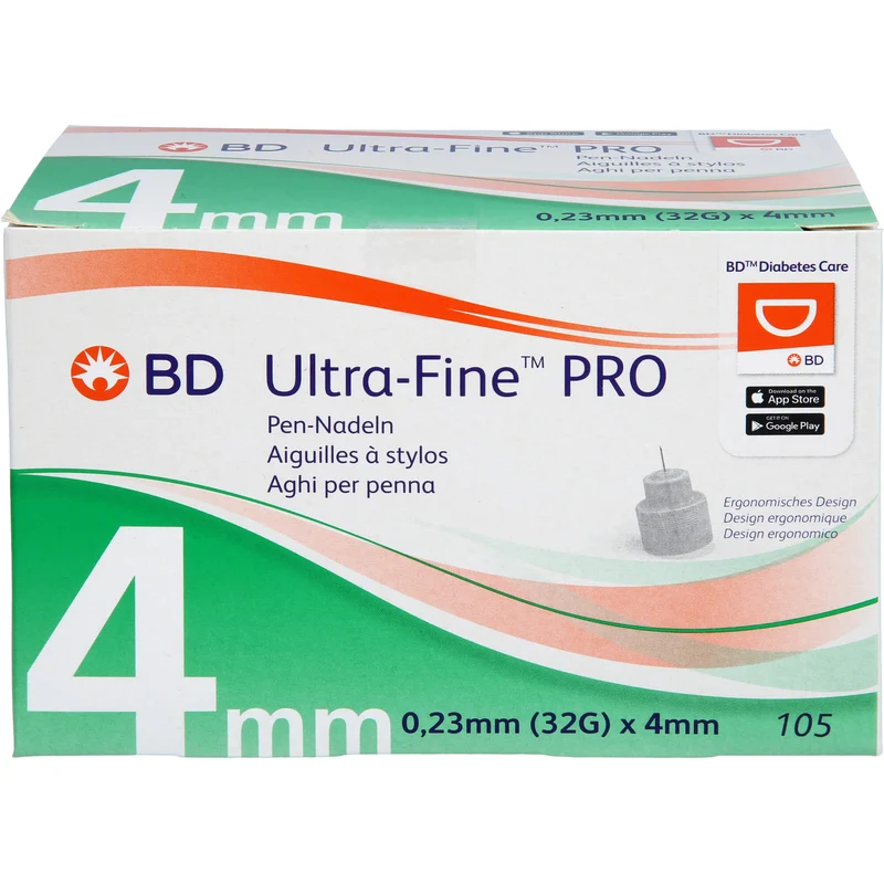 BD Ultra-fine Pro Pen-Nadeln 4 mm 32 G 0,23 mm, 105 St. Kanülen