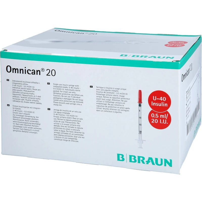 Omnican® 20 0,5ml Insulinspritzen, 20 I.E. Nennvolumen, U-40 Insulin; 0,30x8mm, 100X1 St SRI