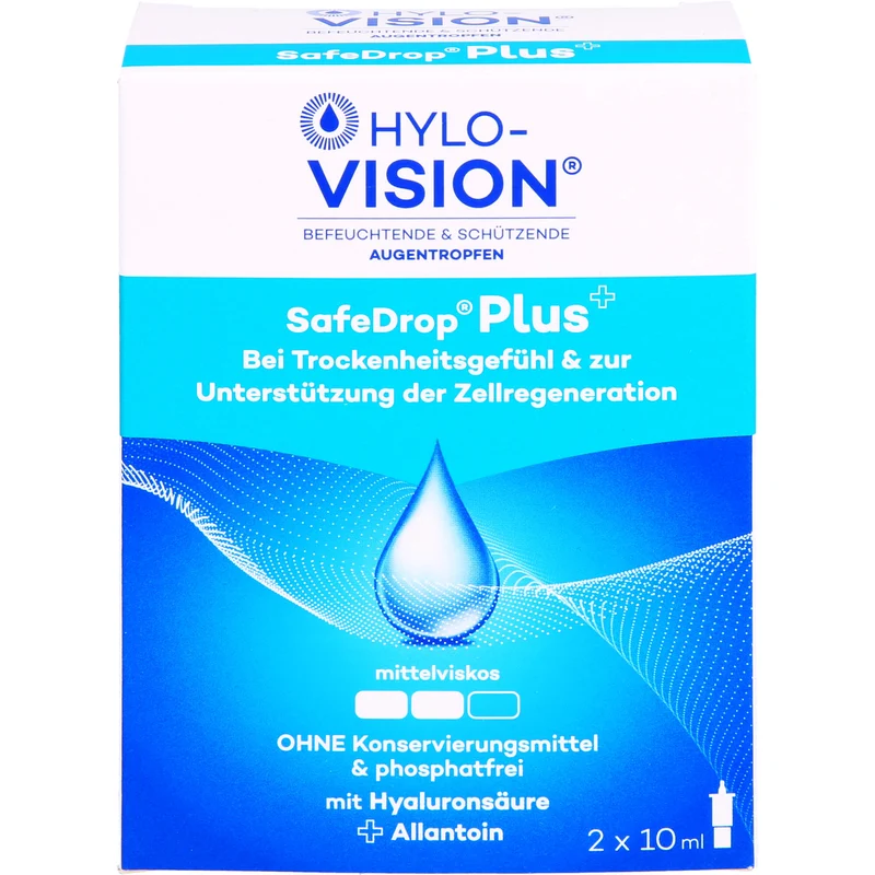 Hylo-Vision SafeDrop Plus Augentropfen bei Trockenheitsgefühl & zur Unterstützung der Zellregeneration, 20 ml Lösung