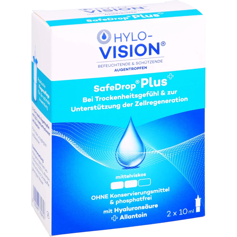 Hylo-Vision SafeDrop Plus Augentropfen bei Trockenheitsgefühl & zur Unterstützung der Zellregeneration, 20 ml Lösung