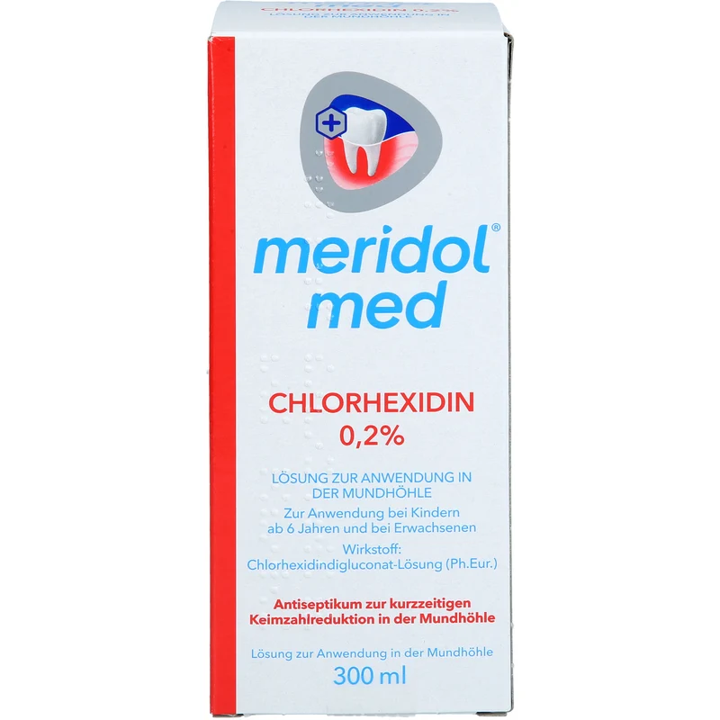 Meridol med Chlorhexidin 0,2 % Mundspüllösung Antiseptikum zur kurzzeitigen Keimzahlreduktion in der Mundhöhle, 300 ml Lösung