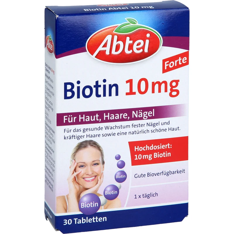 Abtei Biotin 10 mg forte Tabletten für Haut, Haare und Nägel, 30 St. Tabletten