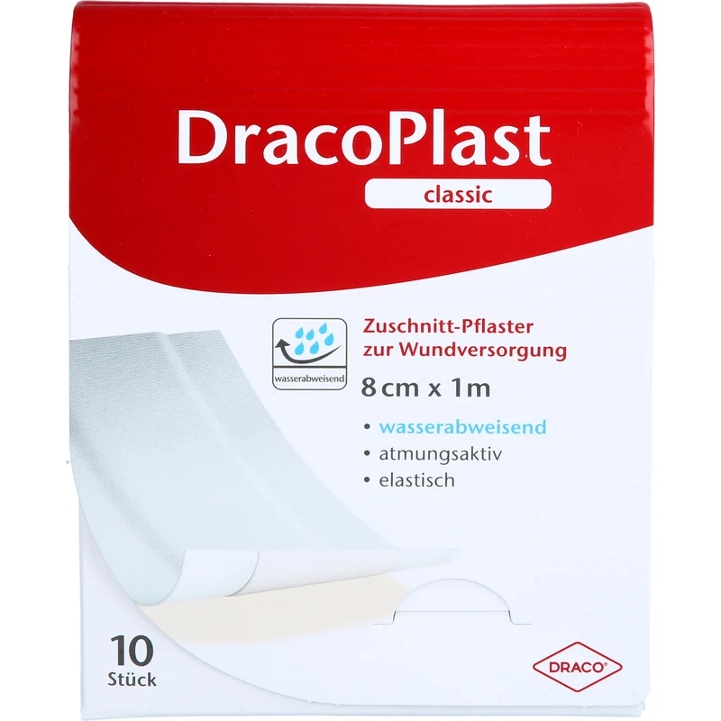 DracoPlast Classic Pflaster 8 cm x 1 m weiß wasserabweisend und zuschneidbar, 1 St. Pflaster