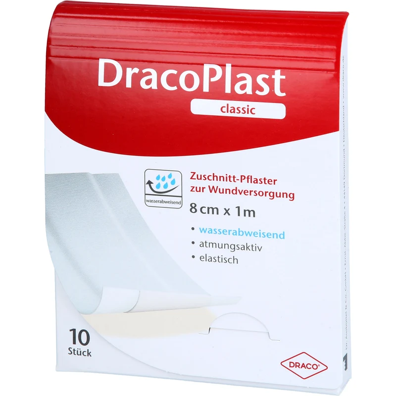 DracoPlast Classic Pflaster 8 cm x 1 m weiß wasserabweisend und zuschneidbar, 1 St. Pflaster