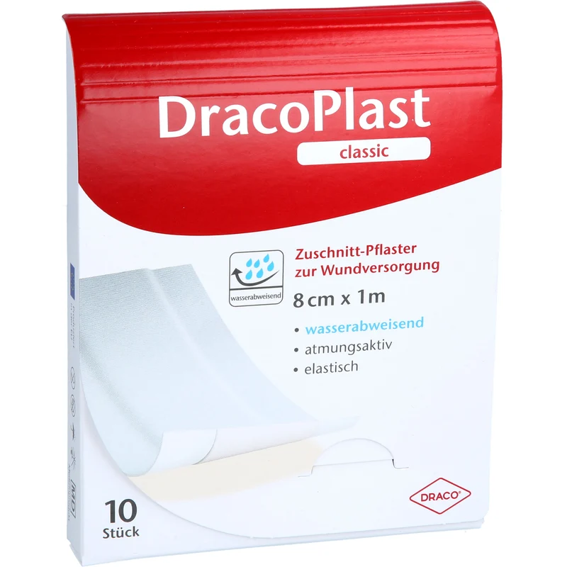 DracoPlast Classic Pflaster 8 cm x 1 m weiß wasserabweisend und zuschneidbar, 1 St. Pflaster