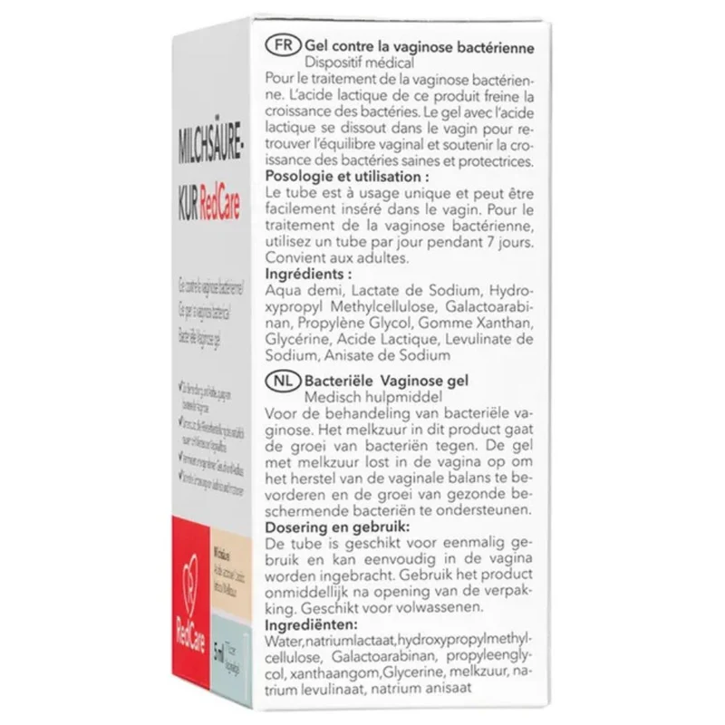 Redcare Milchsäurekur Tuben zur Behandlung und Vorbeugung bakterieller Vaginose, 7 St. Packung