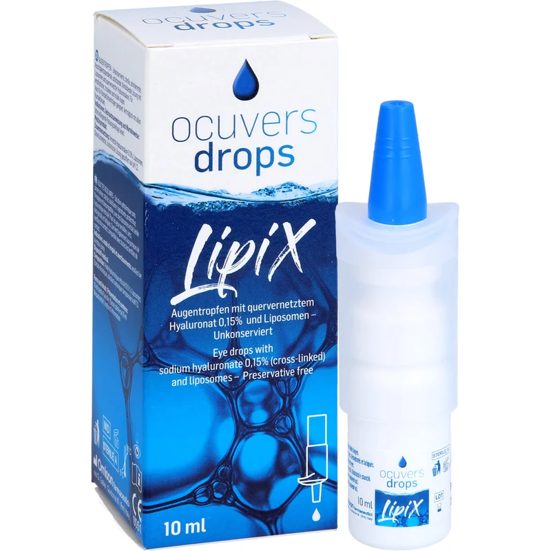 Ocuvers drops LipiX Augentropfen für empfindliche, trockene, dehydrierte und müde Augen, 10 ml Tropfen
