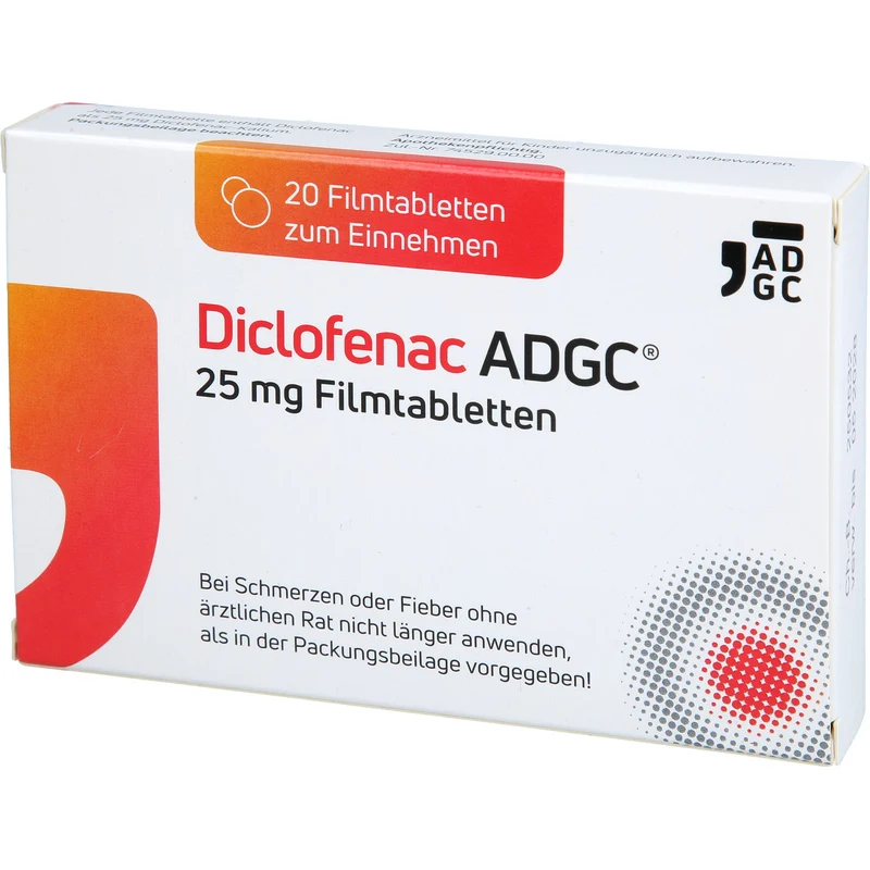ADGC Diclofenac 25 mg Filmtabletten bei Schmerzen und Fieber, 20 St. Tabletten