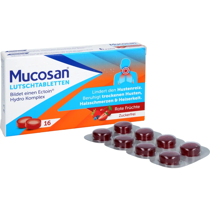 Mucosan Lutschtabletten lindern Hustenreiz mit Rote-Früchte-Geschmack, 16 St. Tabletten