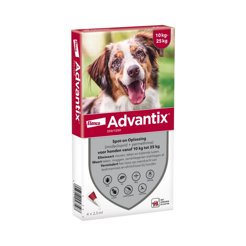 Advantix vlooien- en tekenpipet voor honden 250/1250 (10 tot 25 kg)