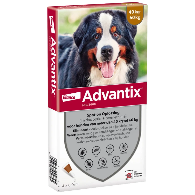 Advantix vlooien- en tekenpipet voor honden 600/3000 (40 tot 60 kg)