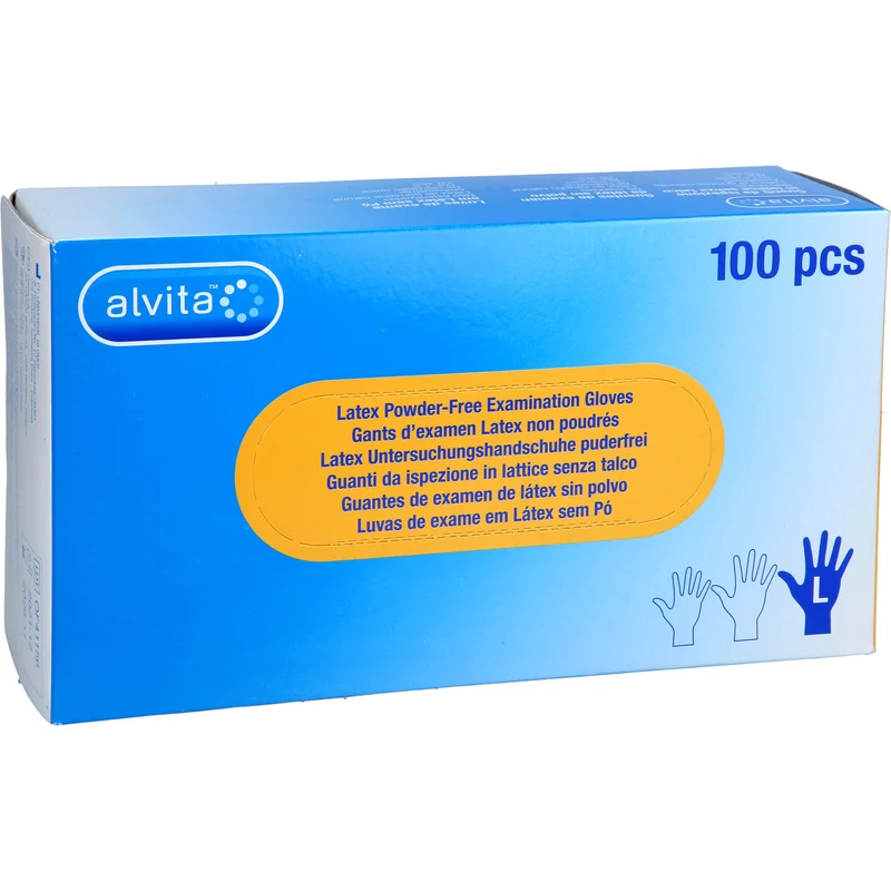 Alvita Latex Untersuchungshandschuhe puderfrei L, 100 St. Handschuhe