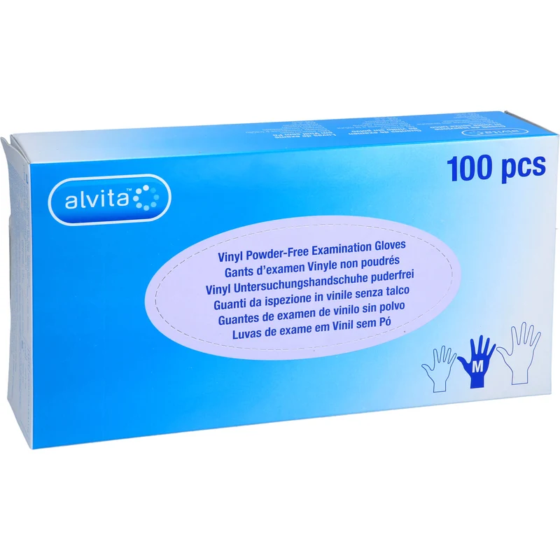 Alvita Vinyl Untersuchungshandschuhe puderfrei M, 100 St. Handschuhe