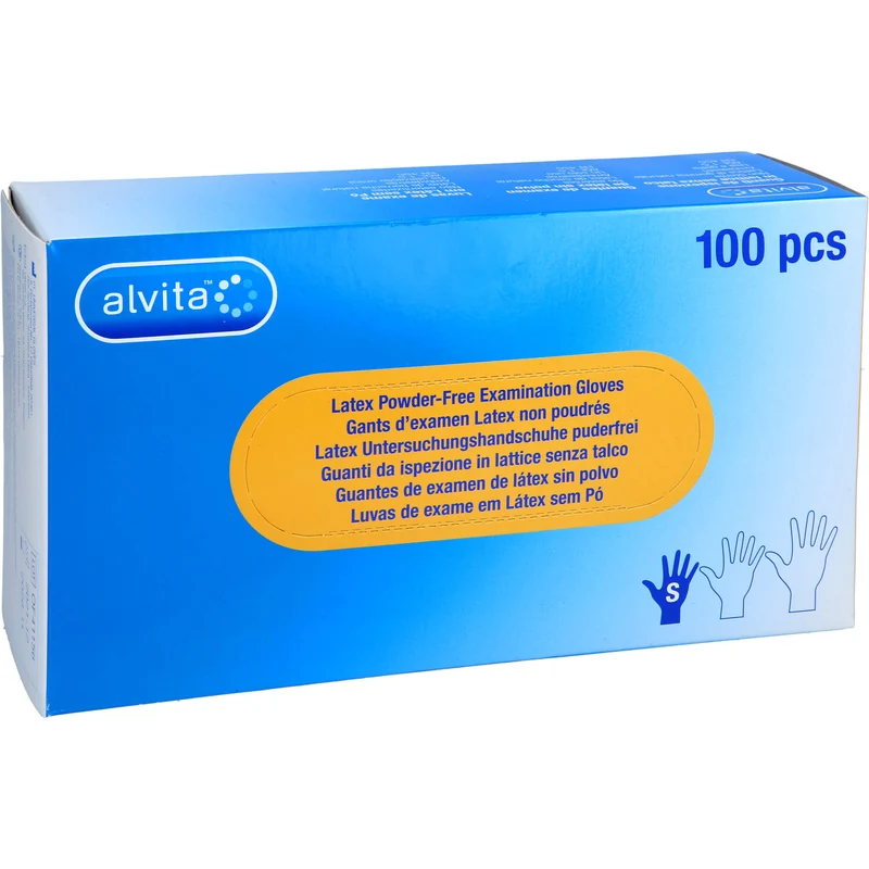 Alvita Latex Untersuchungshandschuhe puderfrei S, 100 St. Handschuhe