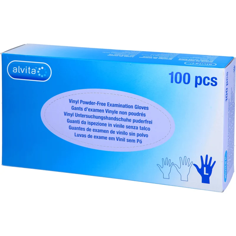 Alvita Vinyl Untersuchungshandschuhe puderfrei L, 100 St. Handschuhe